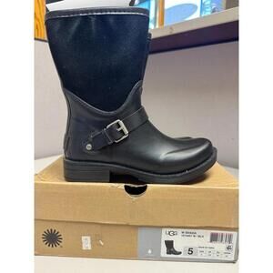 UGG Women's Sivada Black Leather Riding Boot Size 5 Brand New